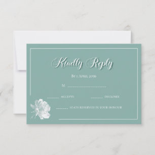 Simple Calligraphy Sage Green Floral Wedding RSVP Note Card