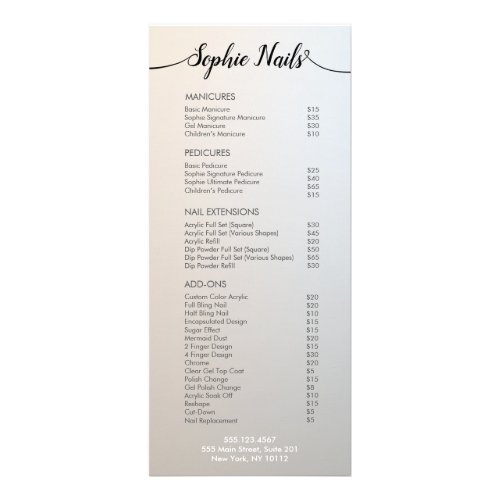 Simple Calligraphy Salon Price List Service Menu