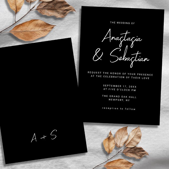 Simple Calligraphy Script Black & White Wedding Invitation (Simple Calligraphy Script Black & White Wedding Invitation)