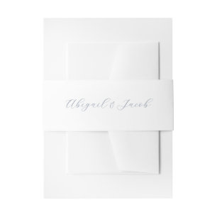 Simple Calligraphy Script Blue Wedding Invitation Invitation Belly Band