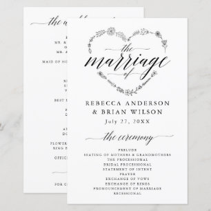 Simple Calligraphy Script Elegant Wedding Program