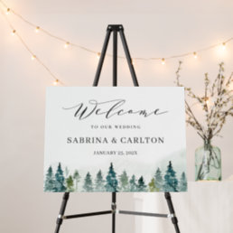 Simple Calligraphy Script Forest Wedding Welcome Foam Board