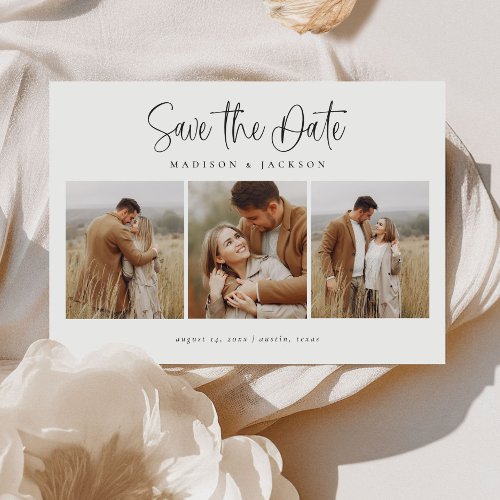Simple Calligraphy Script Four Photo Save The Date