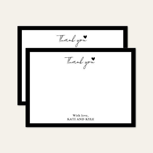 Simple Calligraphy Script Heart Thank You Card (Creator Uploaded)