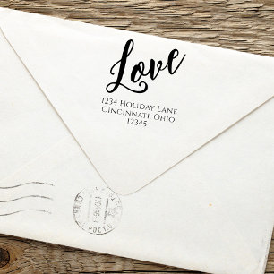 Simple Calligraphy Script Love Return Address Cute Self-inking Stamp