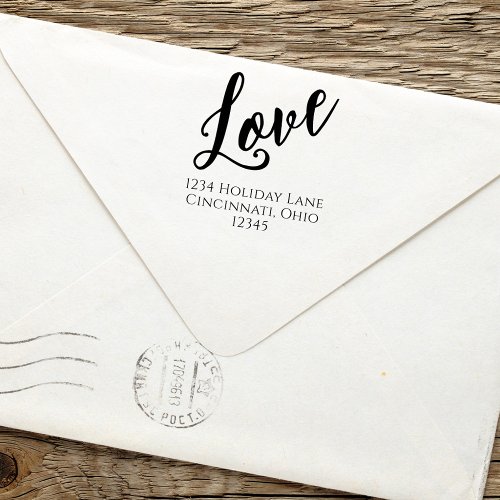 Simple Calligraphy Script Love Return Address Cute Self_inking Stamp