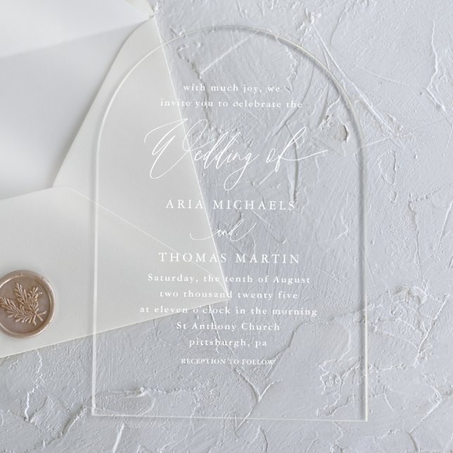 Simple Calligraphy Script Minimalist Wedding Acrylic Invitations (Creator Uploaded)