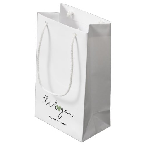 Simple Calligraphy Script Sage Green Heart Wedding Small Gift Bag