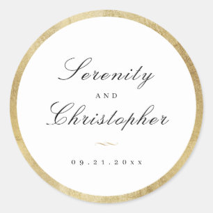 Simple calligraphy script simple wedding favors classic round sticker