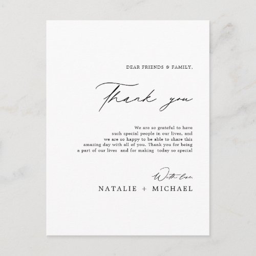 Simple Calligraphy Script Thank You Reception Card