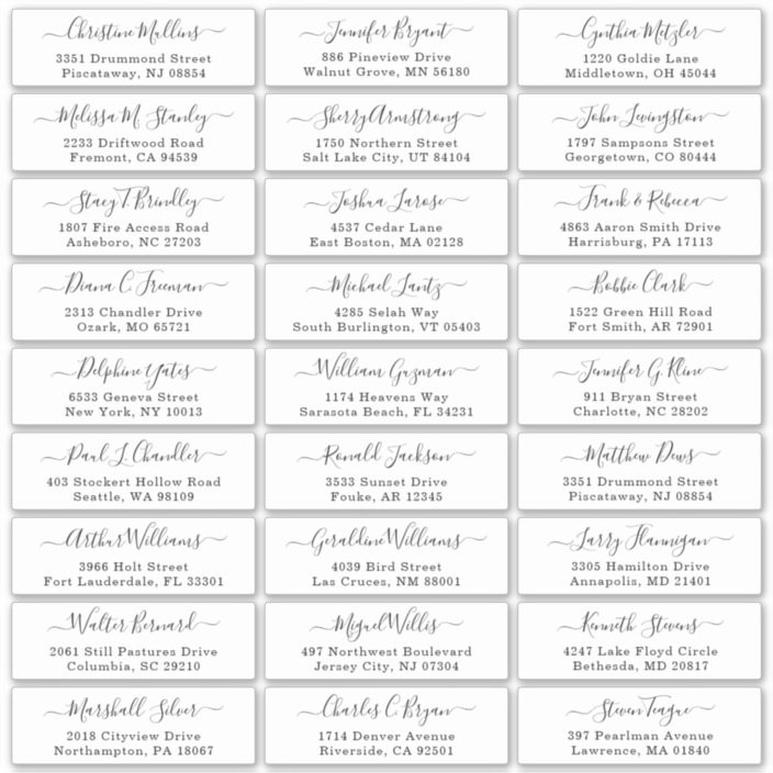 Simple Calligraphy Script Wedding Guest Address Sticker | Zazzle