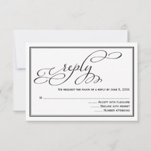 Simple Calligraphy Script Wedding Reply Card