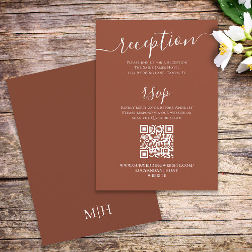 Simple Calligraphy Terracotta  QR Code RSVP       Enclosure Card