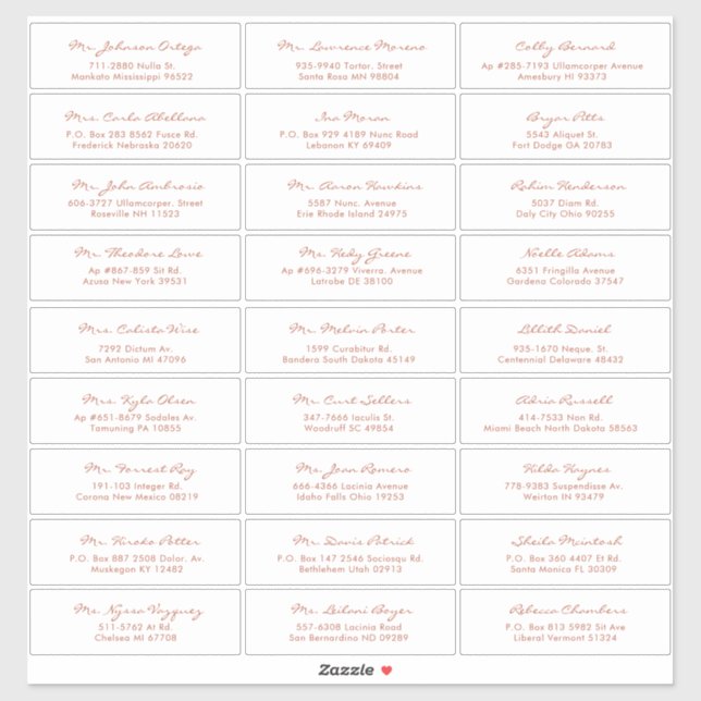 Simple Calligraphy Terracotta Wedding Guest Sticker (Sheet)