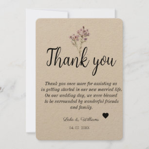 Simple Calligraphy Text Wedding Thank You Card