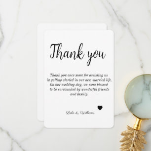 Simple Calligraphy Text Wedding Thank You Card