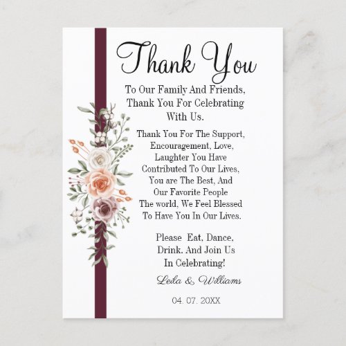 Simple calligraphy Text Wedding  Thank You Card