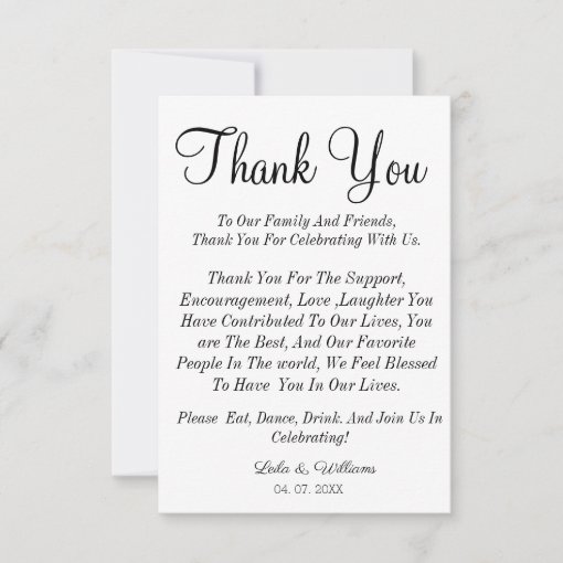 Simple Calligraphy Text Wedding Thank You Card 