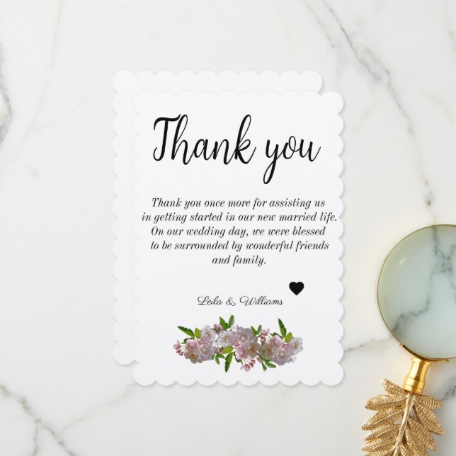 Simple Calligraphy Text Wedding  Thank You Card (Front/Back In Situ)