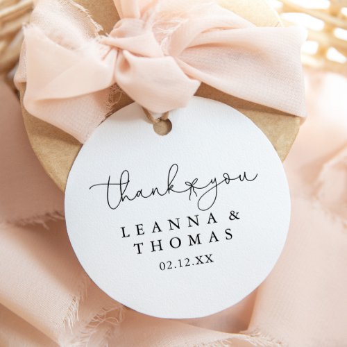 Simple Calligraphy Thank You Wedding Favor   Classic Round Sticker