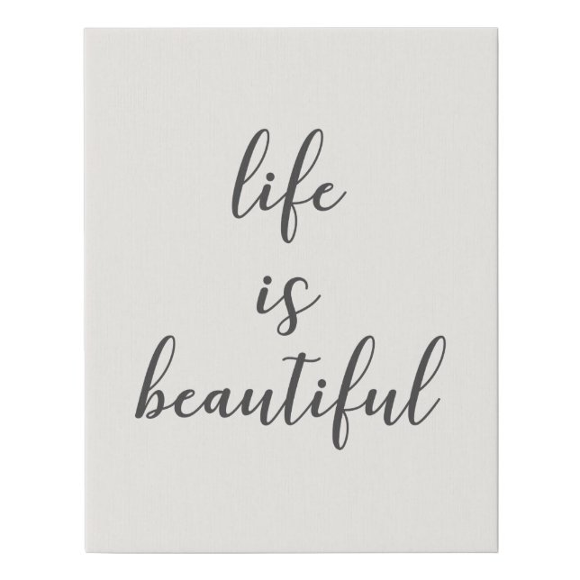 Simple Calligraphy Wall Art - "Life is beautiful" (Front)