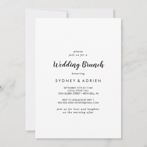 Simple Calligraphy Wedding Brunch Invitation