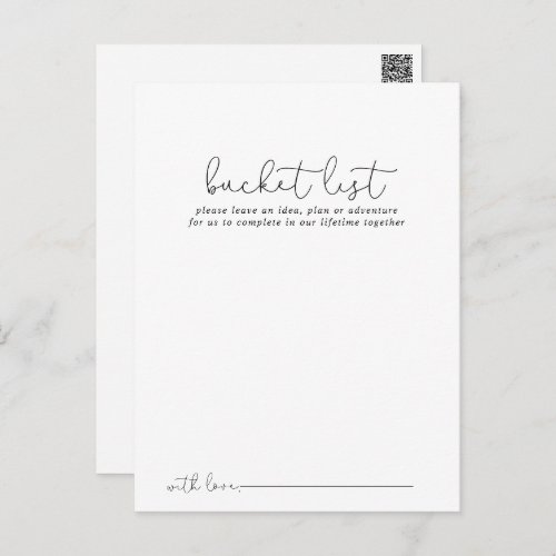 Simple Calligraphy Wedding Bucket List Cards