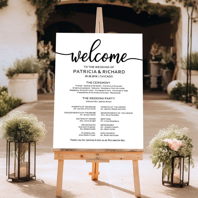 Simple Calligraphy Wedding Ceremony Program Board (Creator Uploaded)