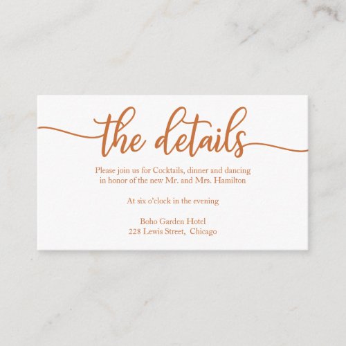 Simple Calligraphy Wedding Details Enclosure Card