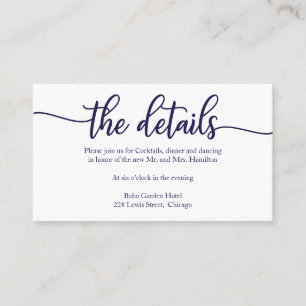 Simple Calligraphy Wedding Details Enclosure Card