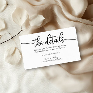 Simple Calligraphy Wedding Details Enclosure Card