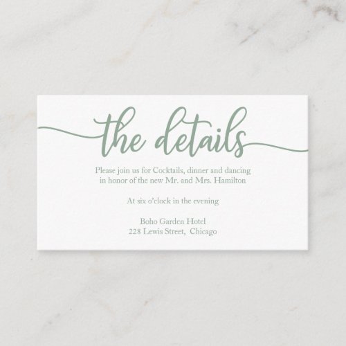 Simple Calligraphy Wedding Details Enclosure Card