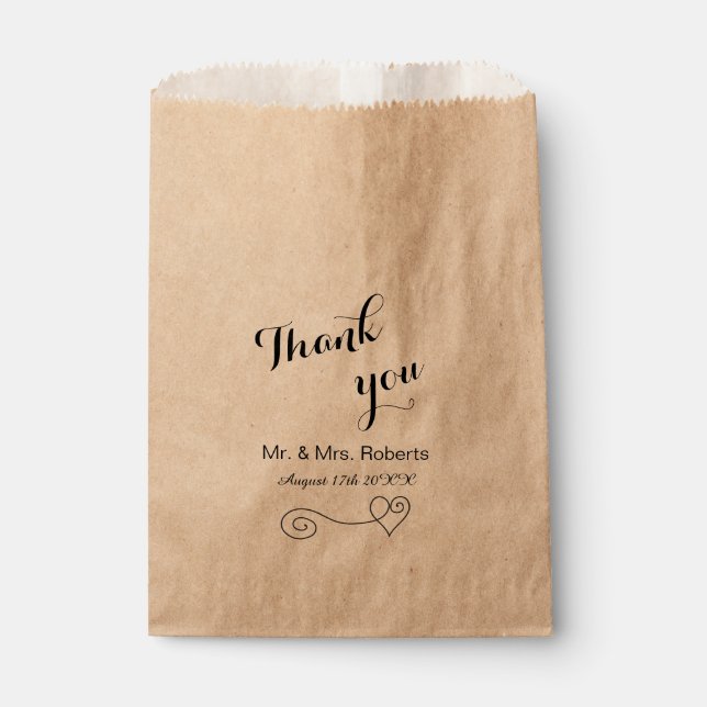 Simple calligraphy wedding favor bag (Front)