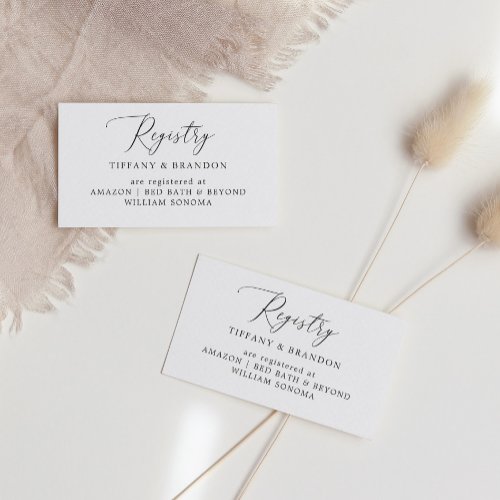 Simple Calligraphy Wedding Gift Registry Cards