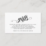 Simple Calligraphy Wedding Gifts Registry Enclosure Card<br><div class="desc">These wedding website insert cards can be personalized for your special occasion and would make the perfect matching insert for your wedding. Design featuring calligraphy script gifts in rich black color on a clean white background. Personalize with your wedding gift registry details and initials on the back. Perfect simple and...</div>