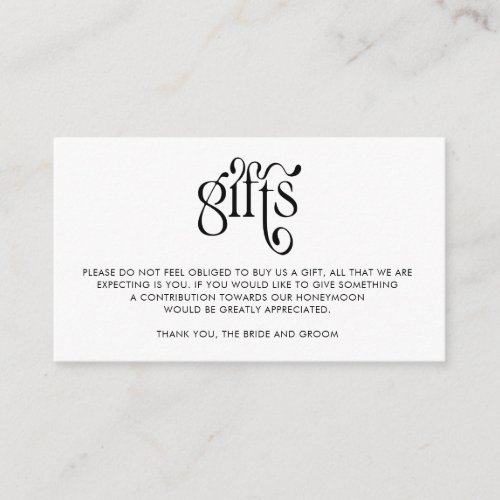 Simple Calligraphy Wedding Gifts Registry Enclosure Card