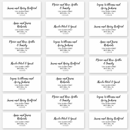 Simple Calligraphy Wedding Guest Address Labels