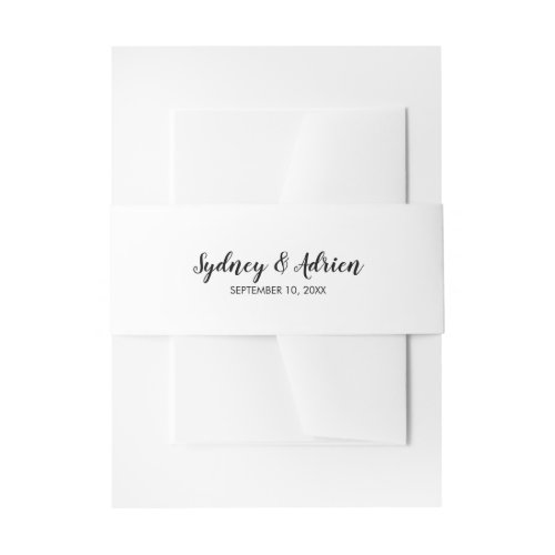 Simple Calligraphy Wedding Invitation Belly Band