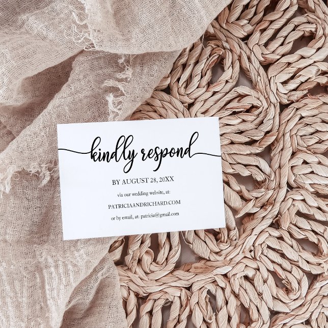 Simple Calligraphy Wedding Online RSVP Business Card (Creator Uploaded)