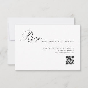Simple calligraphy wedding QR code RSVP card