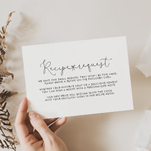 Simple Calligraphy Wedding Recipe Request   Enclosure Card