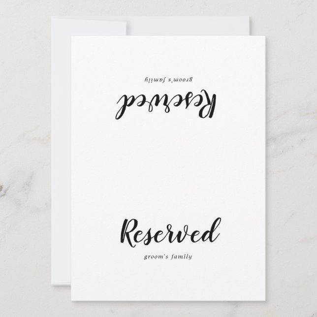 Simple Calligraphy Wedding Reserved Sign (Front)