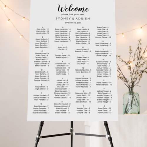 Simple Calligraphy Wedding Seating Chart Foam Boar Foam Board