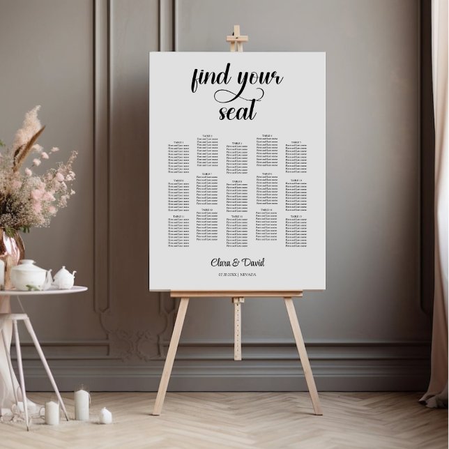 Simple Calligraphy Wedding Seating Chart  Foam Board (Creator Uploaded)