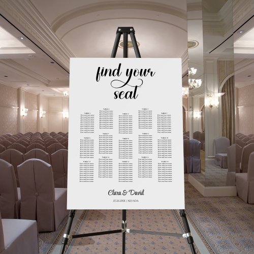 Simple Calligraphy Wedding Seating Chart  Foam Board