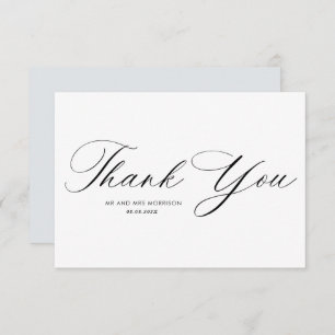 simple calligraphy wedding thank you card