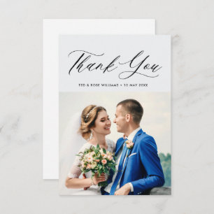 simple calligraphy wedding thank you card