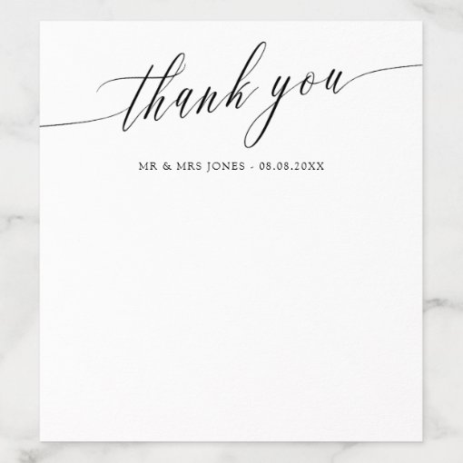 Simple Calligraphy Wedding Thank You Envelope Liner 