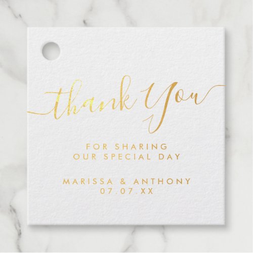 Simple Calligraphy Wedding Thank You Foil Favor Tags