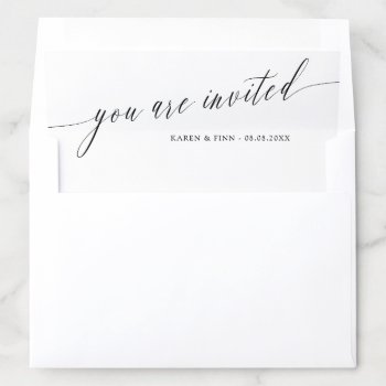 Simple Calligraphy Wedding You Are Invited Envelope Liner by Paperpaperpaper at Zazzle